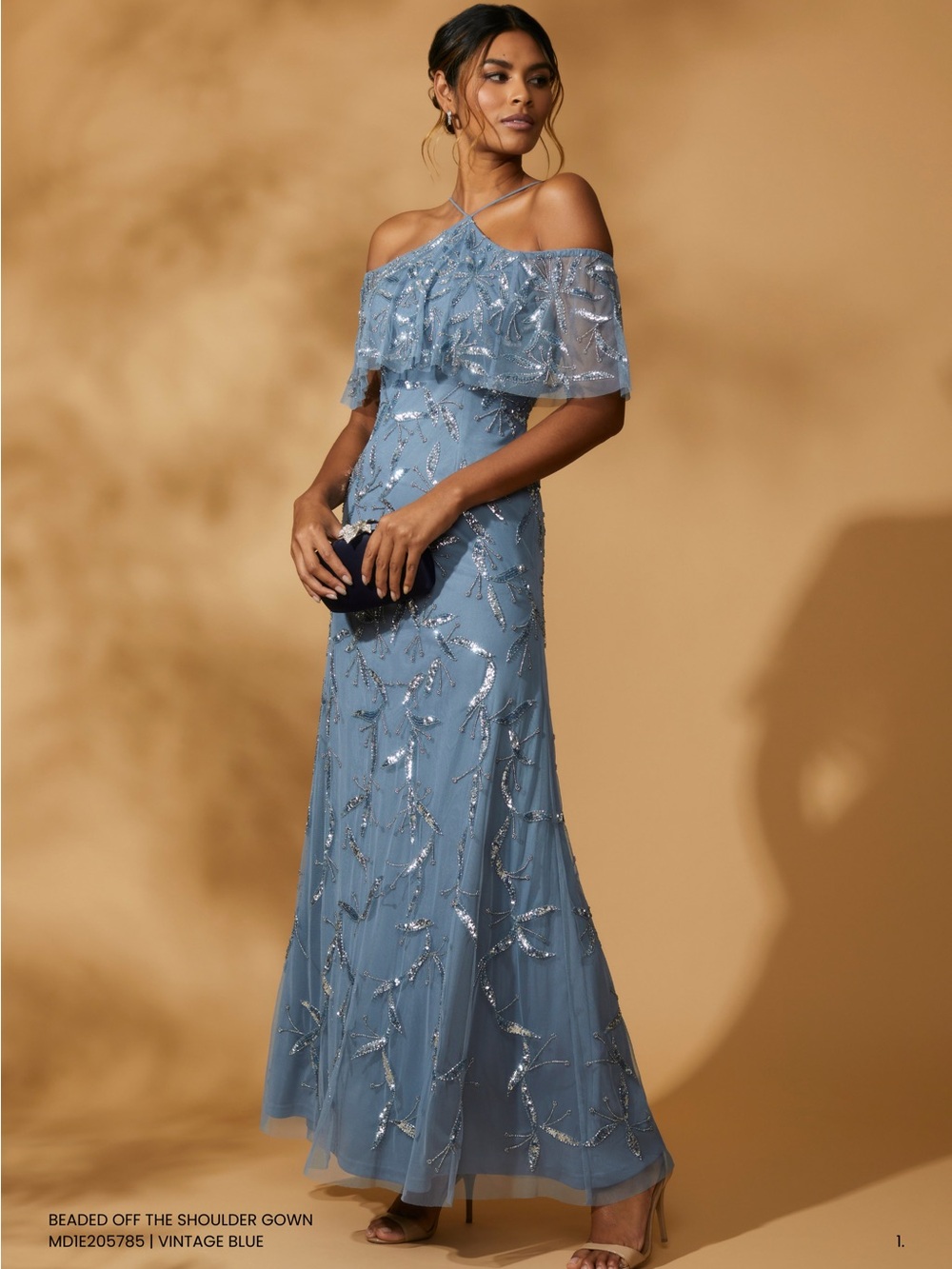 Aidan Mattox SZ 2 Light Blue Beaded Sequin Off Shoulder Formal Gown NWT GALA MOB